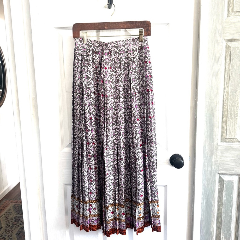 Vintage Saint Laurent Print Maxi Skirt in White, Purple